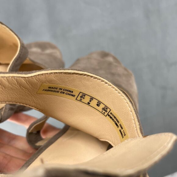 Clarks Heels Womens 9 Tan Open Toe Cushioned Chunky Block Faux Leather - Picture 5 of 7